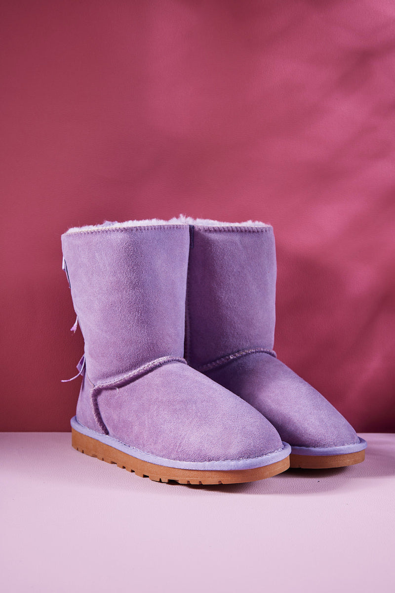 Smaibulun Ugg | Serenity Striped Bailey Bow Shearling Boots - Lavender