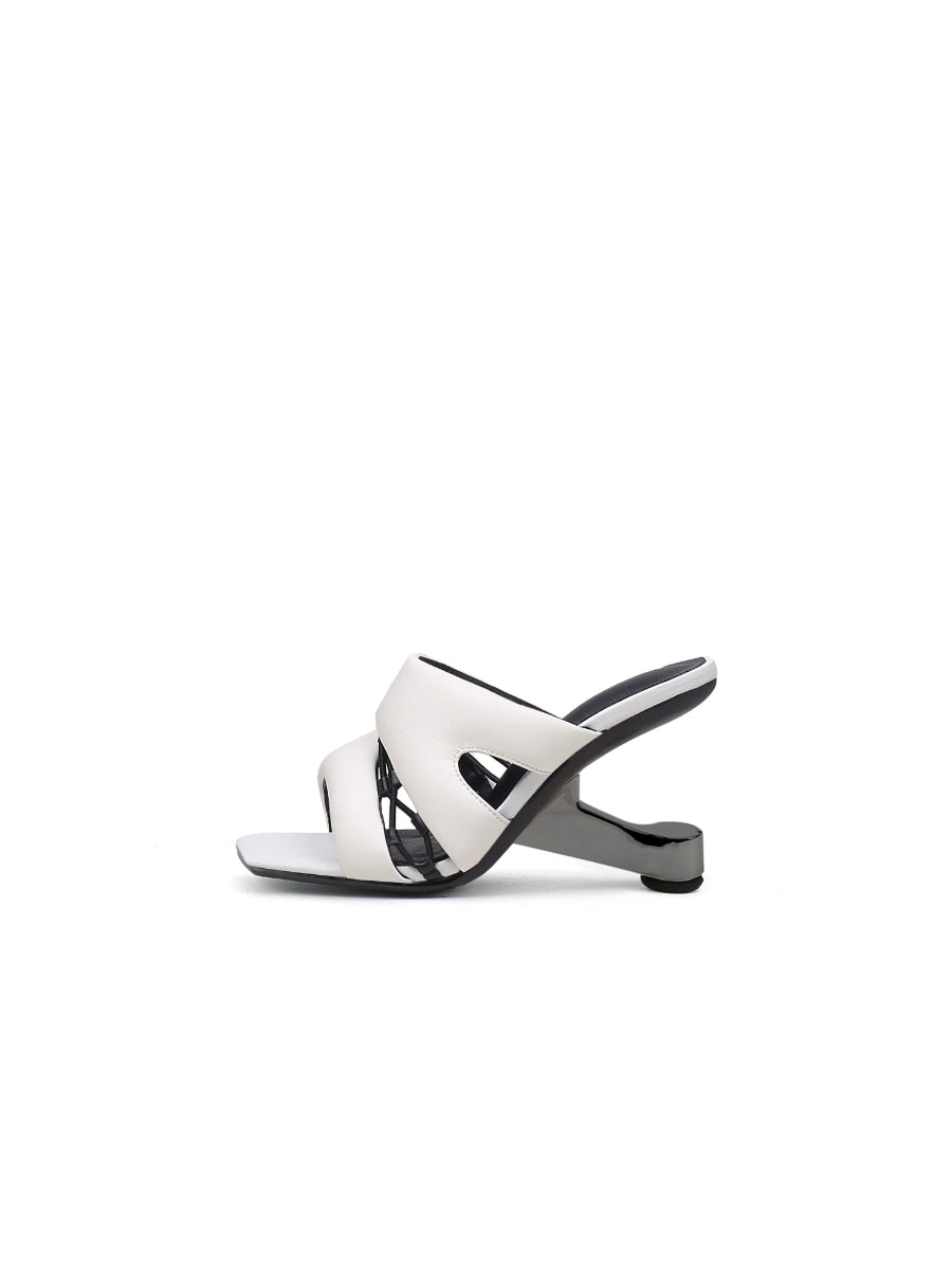 JadyRose | White Croissant Leather Slide