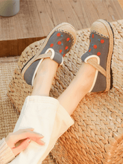 CACTUS ROSE | STAR EYE EMBROIDERED LINEN ESPADRILLE - GREY