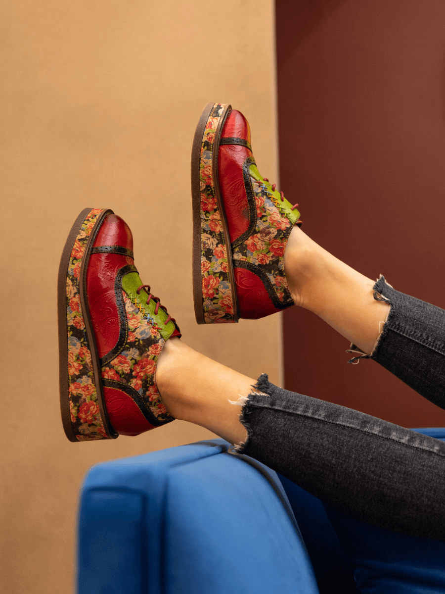 SOFFIA | JANIE FLORAL EMBOSSED LEATHER  PLATFORM OXFORD