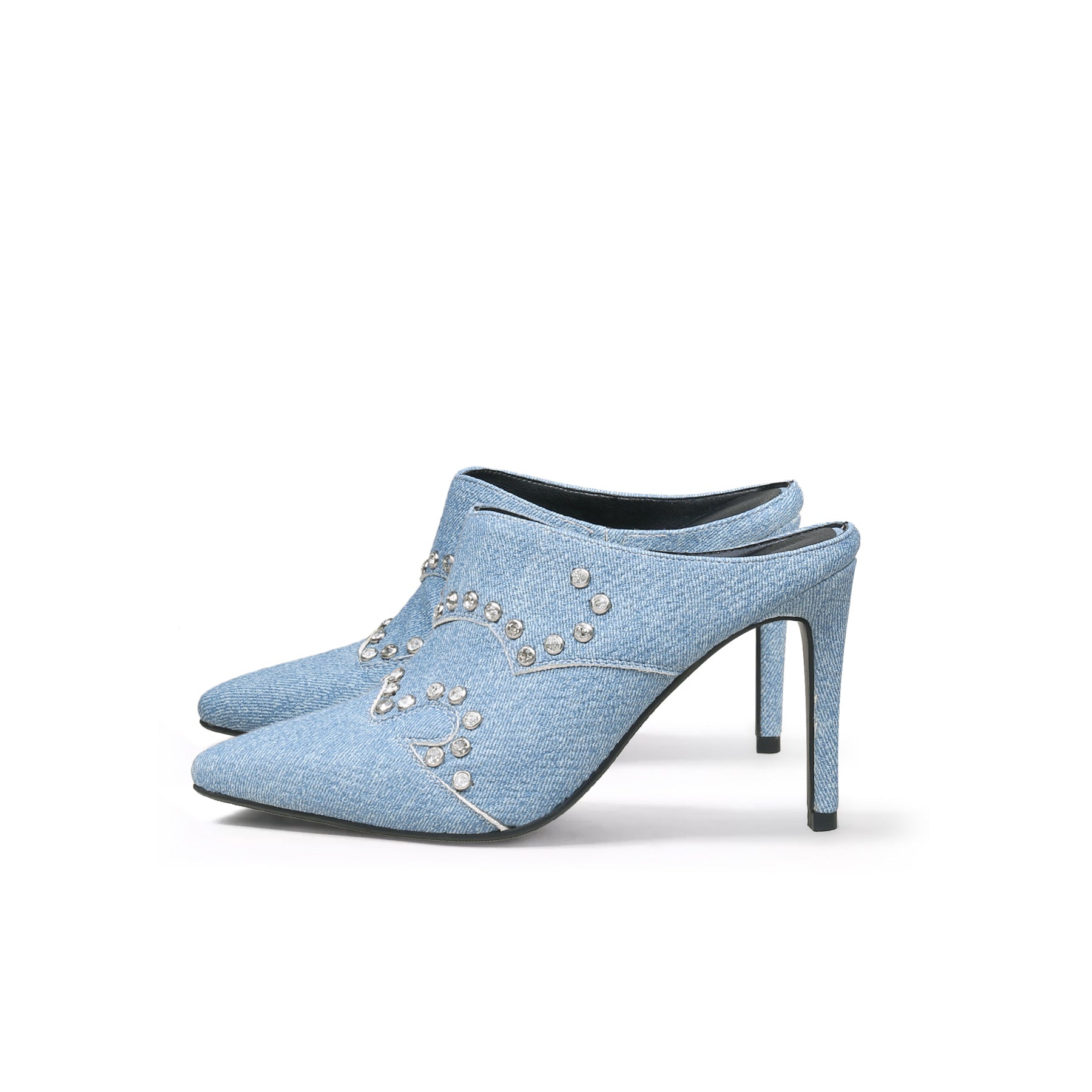 Jady Rose | Maxina Studded Denim Stilettos - Washed Blue