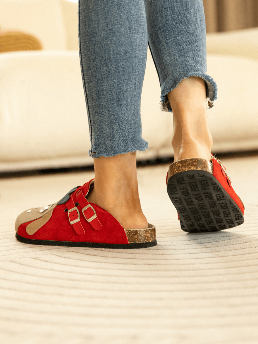 Maibulun | Moo Moo Baa Baa Double Strap Suede Clog - Red