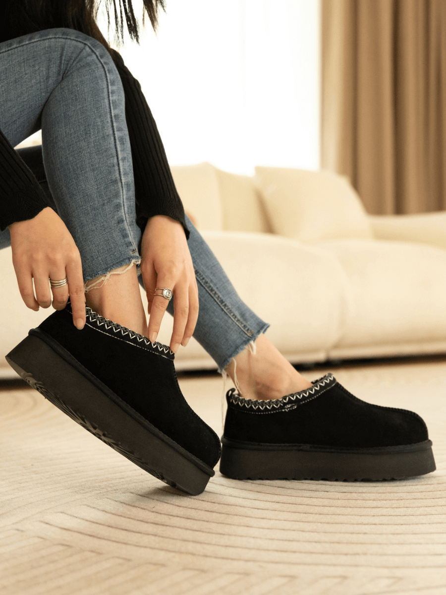 Smaibulun Ugg | Tazzy Mini Platform Low Ankle Slippers - Black