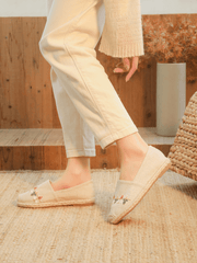 CACTUS ROSE | BLOSSOM EMBROIDERED LINEN ESPADRILLES - BEIGE