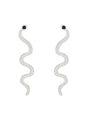 Geometric Rhine Stones Snake Shape Solid Color Drop Earrings