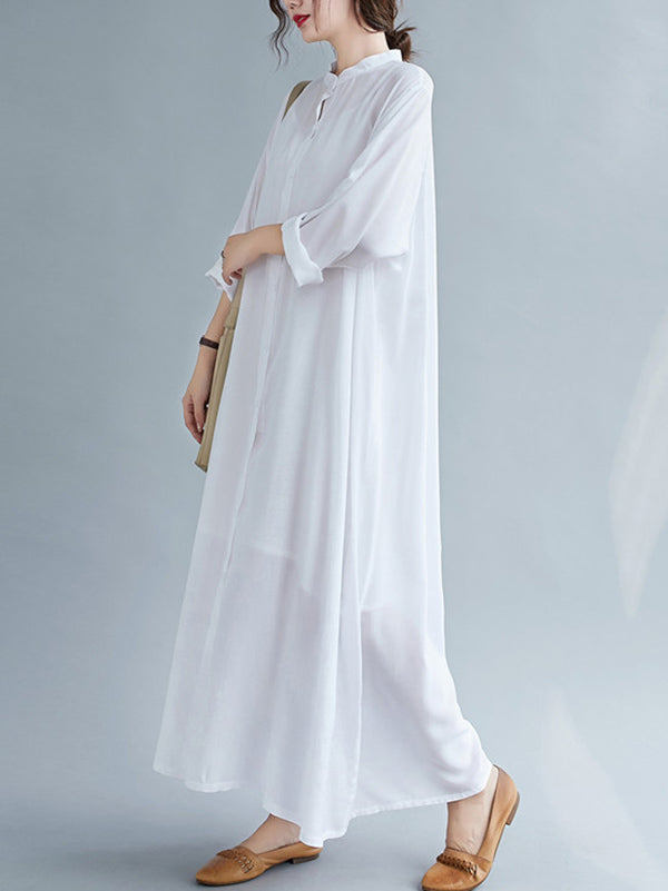 Original Solid Round-Neck Shirts Dress