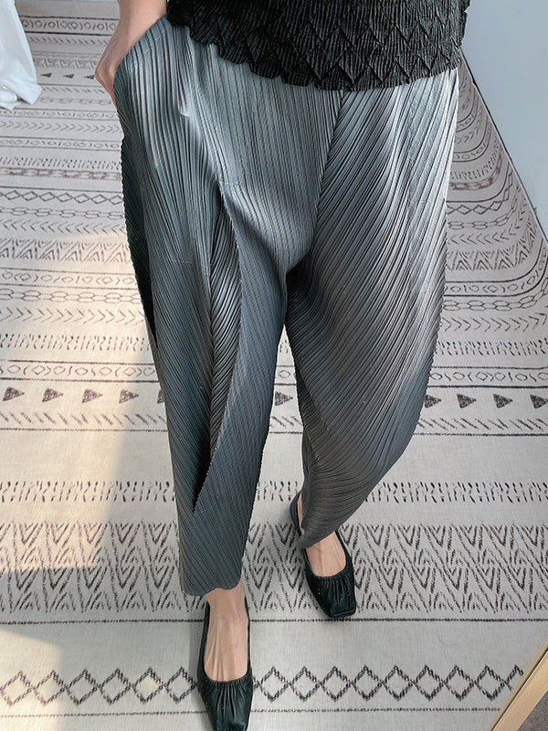 Harem Pants Ninth Pants Pleated Solid Color Ninth Pants