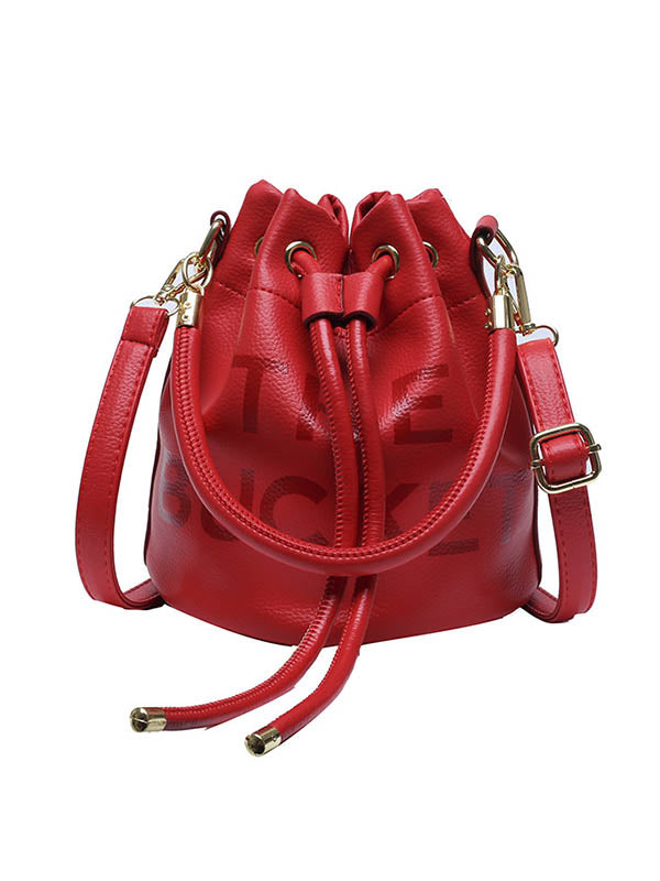 Drawstring Letter Print Crossbody Bags Handbags