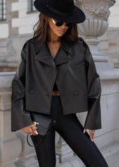 Modern Black Cropped Leather Jacket