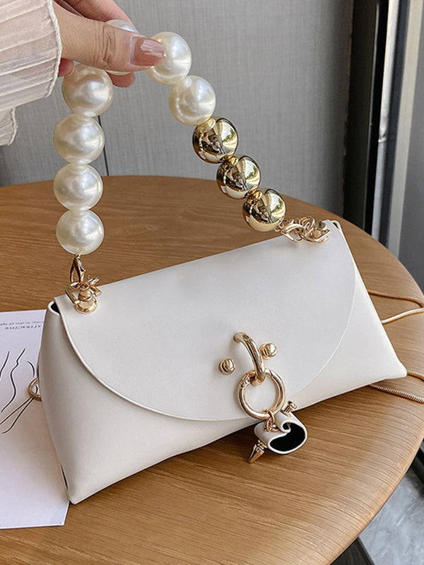 Beads Contrast Color Split-Joint Crossbody Handbags