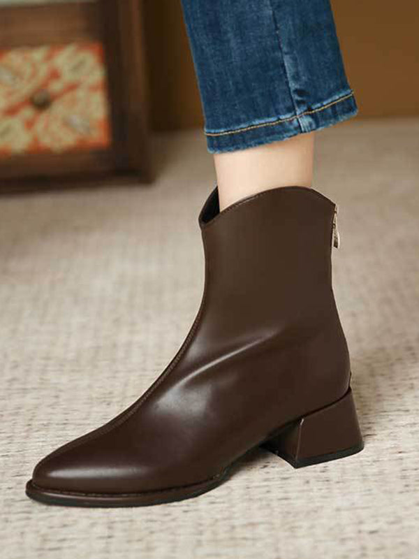 Pointed-Toe Split-Joint Zipper Boots Chelsea Boots