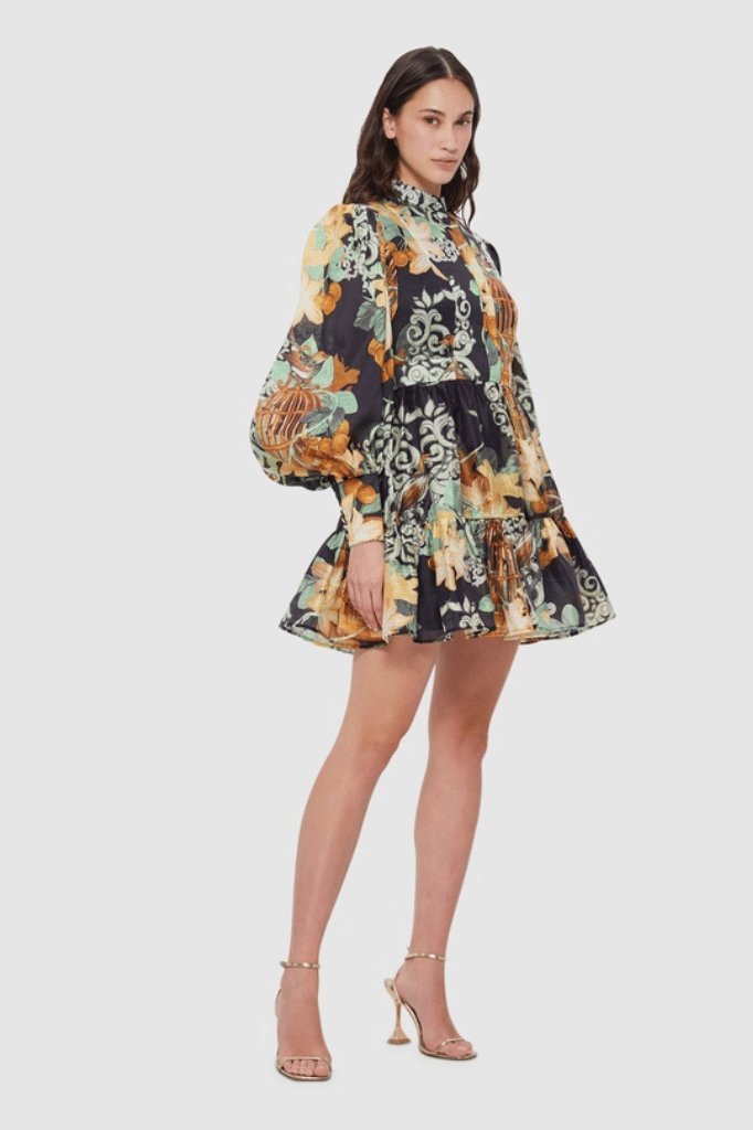 Eileen Printed Belted Flare Mini Dress