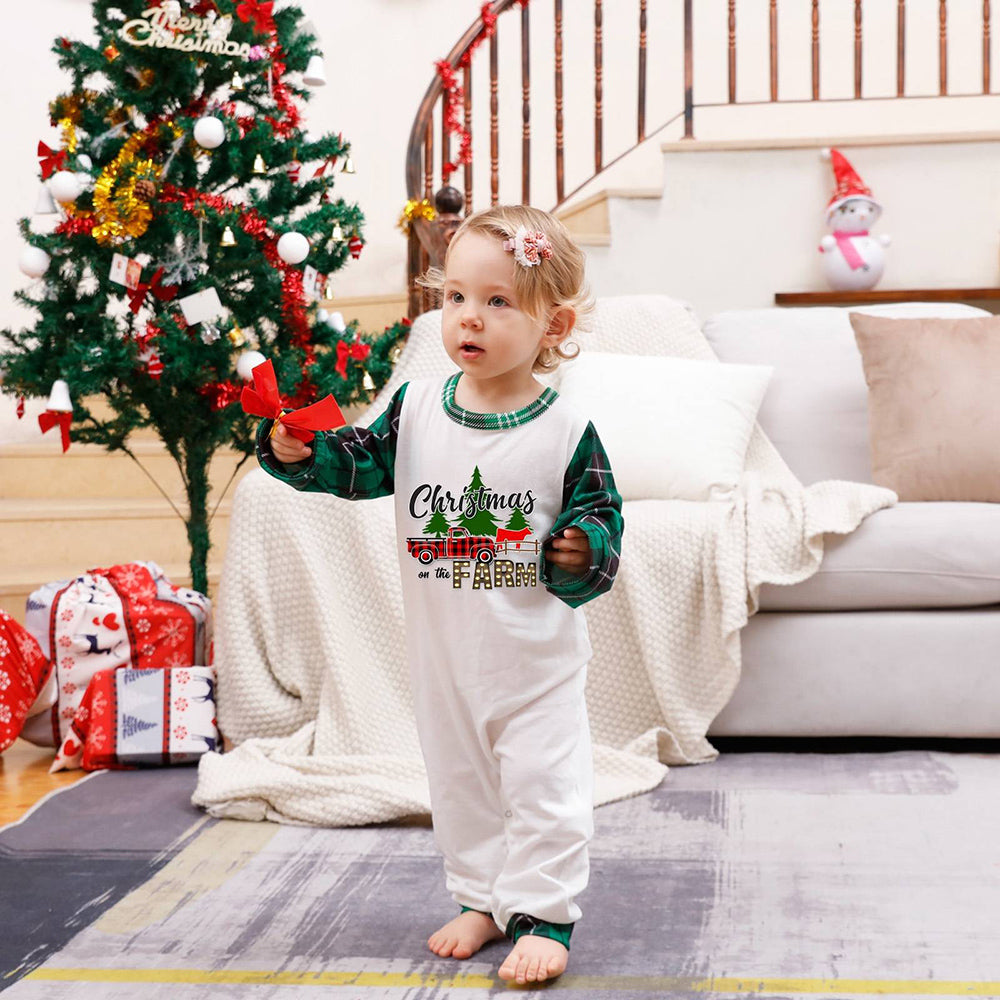 Merry Christmas Green Plaid and Black Pajamas Set