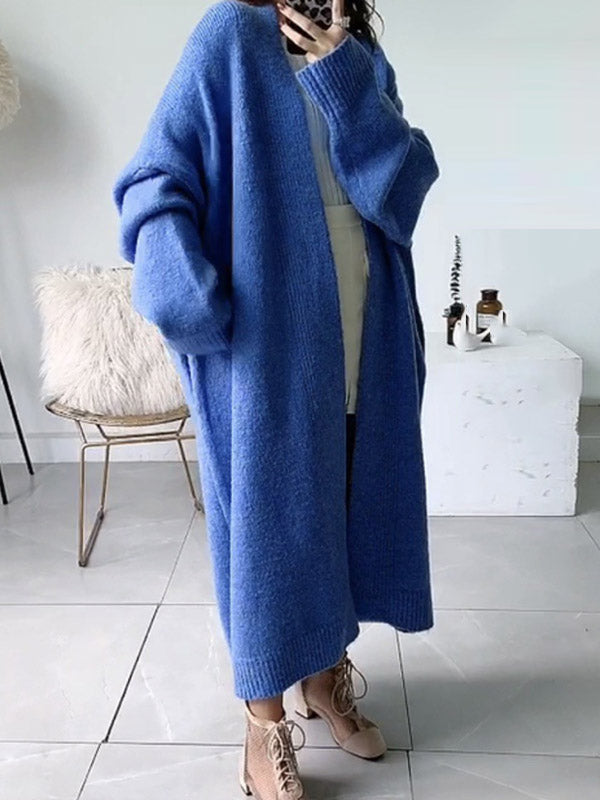 Urban Simple Loose Solid Color Knitting Cardigan Coat