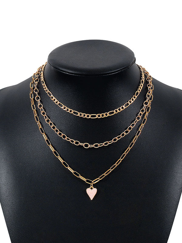 Chains Geometric Heart Shape Layered Necklaces Accessories