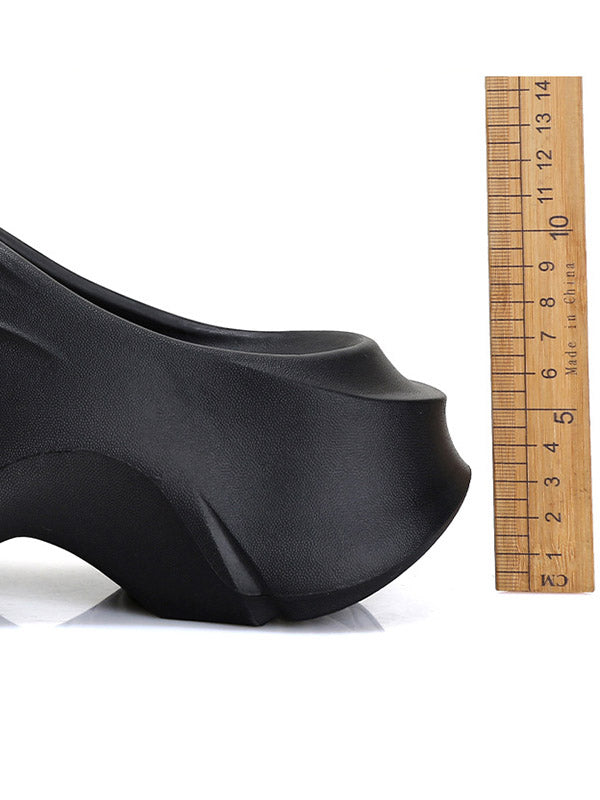 Hollow Solid Color Platform Shoes Slippers