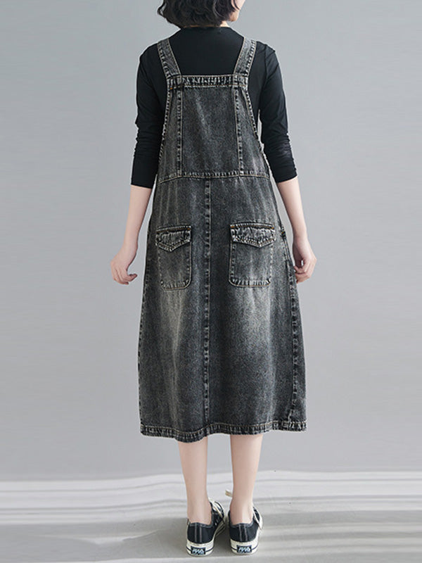 Original Sleeveless With Pocket Denim Dress