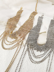 Layered Rhine Stones Tasseled Necklaces Accessories