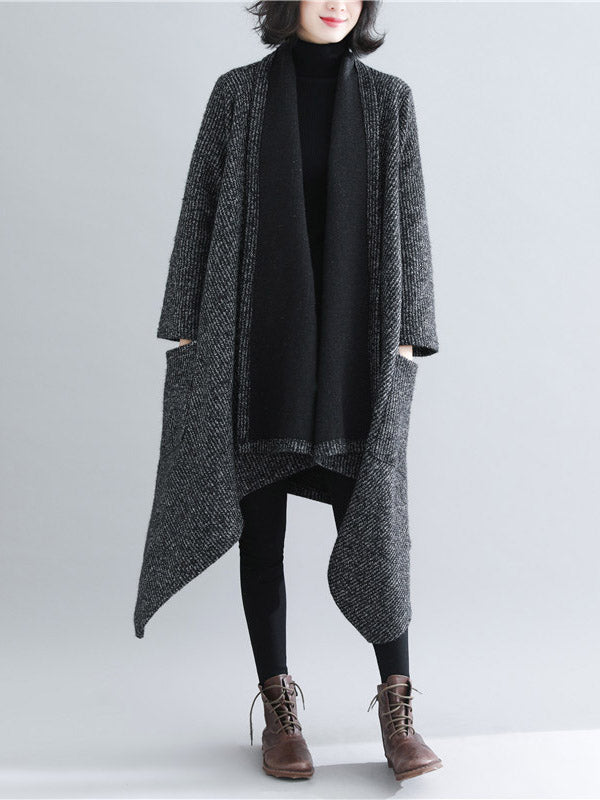 Thicken Gray Long Sleeve Coat Outerwear