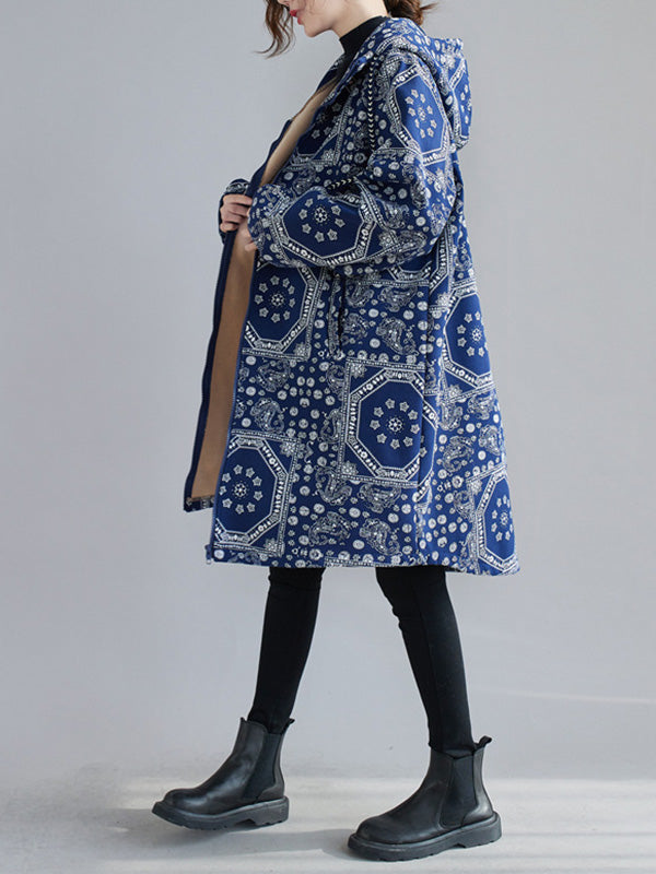 Vintage Ramie Cotton Printing Outerwear&Coat