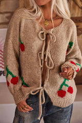 Cherry Embroidered Cardigan Sweater