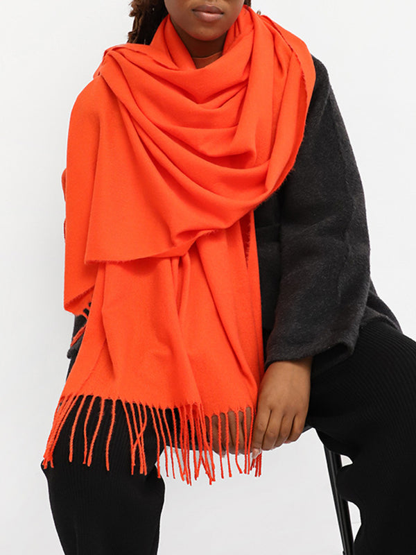 Solid Color Tasseled Shawl&Scarf