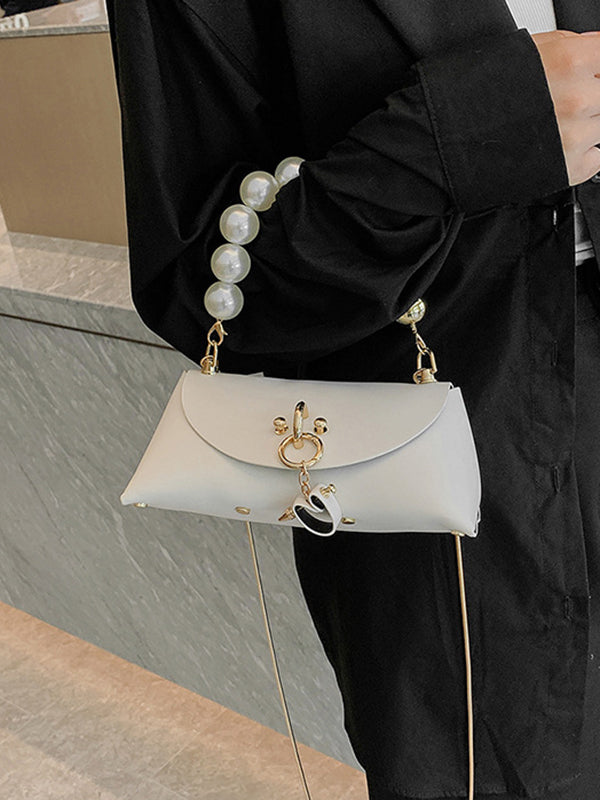 Beads Contrast Color Split-Joint Crossbody Handbags