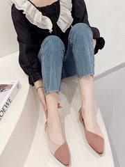 Contrast Color Pointed-Toe Split-Joint V-Cut Flat Shoes Flats