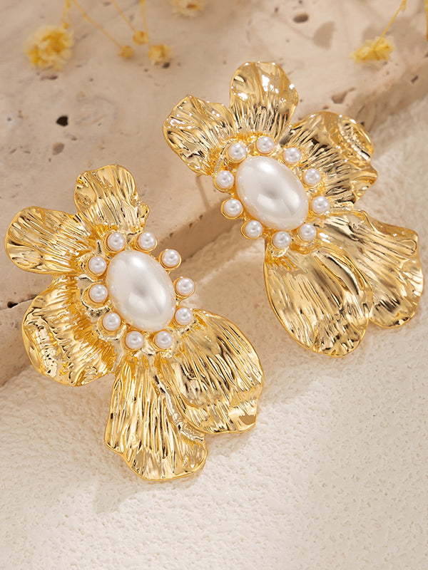 Flower Shape Geometric Pleated Earrings Accessories