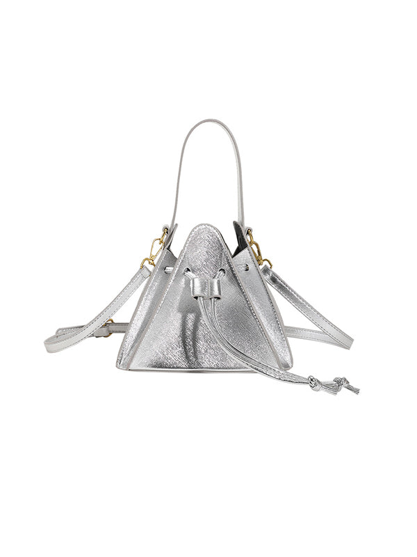 Triangle Drawstring Solid Color Split-Joint Handbags