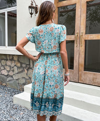 ZEBINA MIDI DRESS - TEAL PRINT