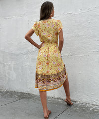 ZEBINA MIDI DRESS - YELLOW PRINT