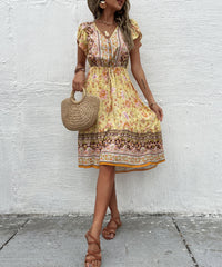 ZEBINA MIDI DRESS - YELLOW PRINT