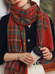 Plaid Tasseled Shawl&Scarf