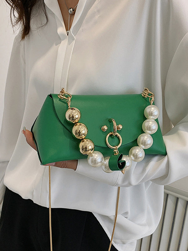 Beads Contrast Color Split-Joint Crossbody Handbags