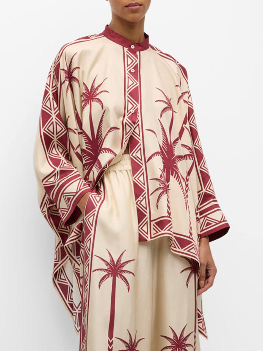 Exquisite palm tree loose print shirt