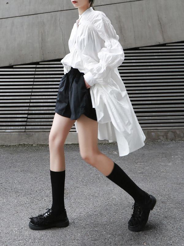 Loose Original Designed Irregular Puff Shirt Dress