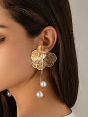 Flower Shape Tasseled Drop Earrings