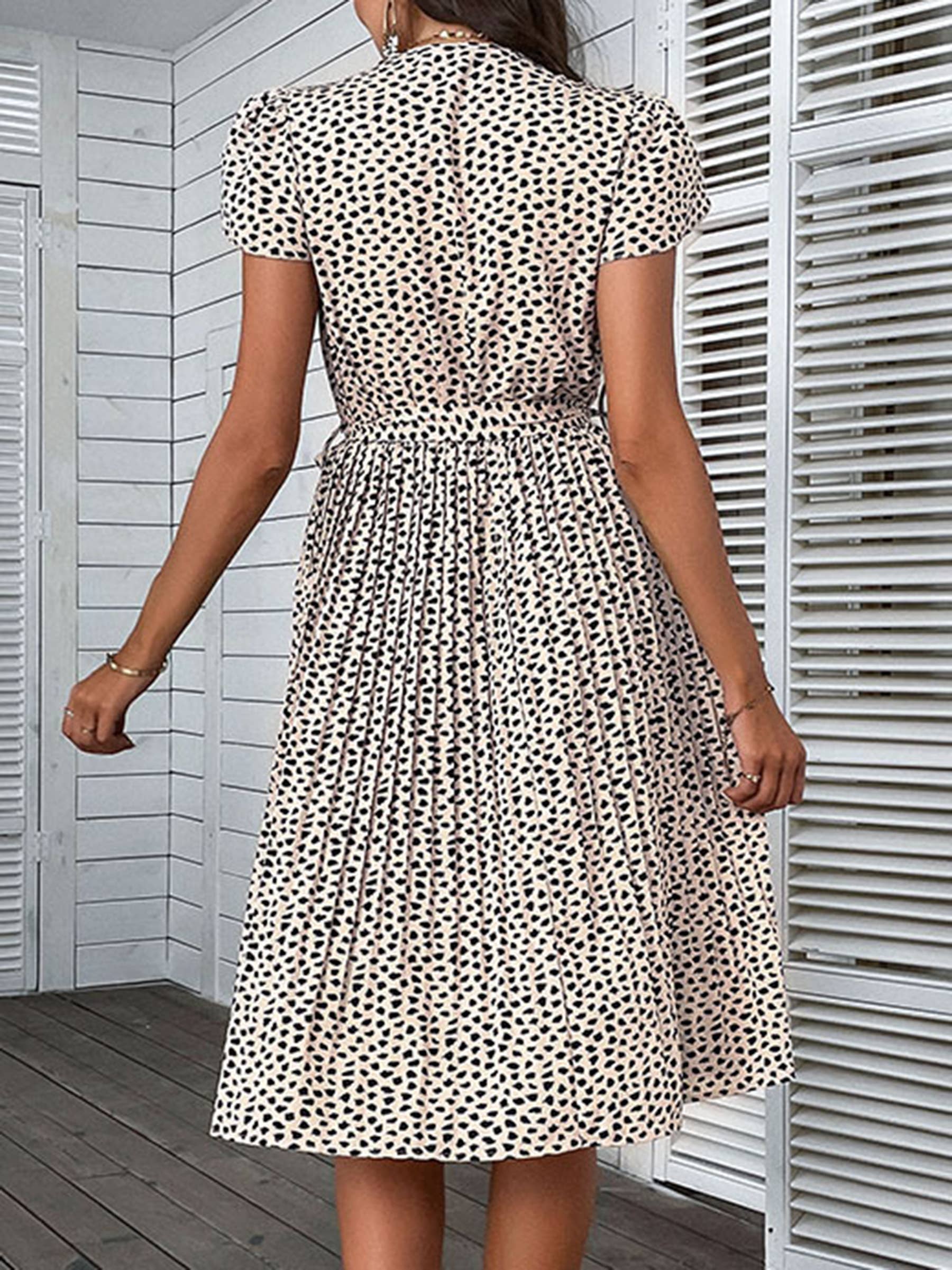 V-neck Leopard Print Holiday Dress