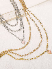 Chains Geometric Heart Shape Layered Necklaces Accessories