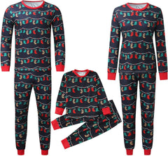 Black Christmas Light Bulb Fmalily Matching Pajamas Sets (with Pet's dog clothes)