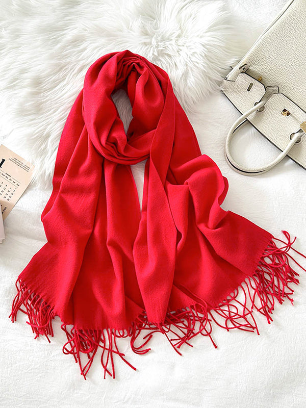 Solid Color Tasseled Shawl&Scarf