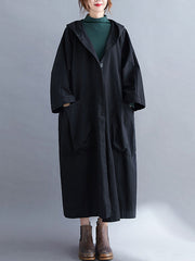 Loose Hooded Trench Long Coat