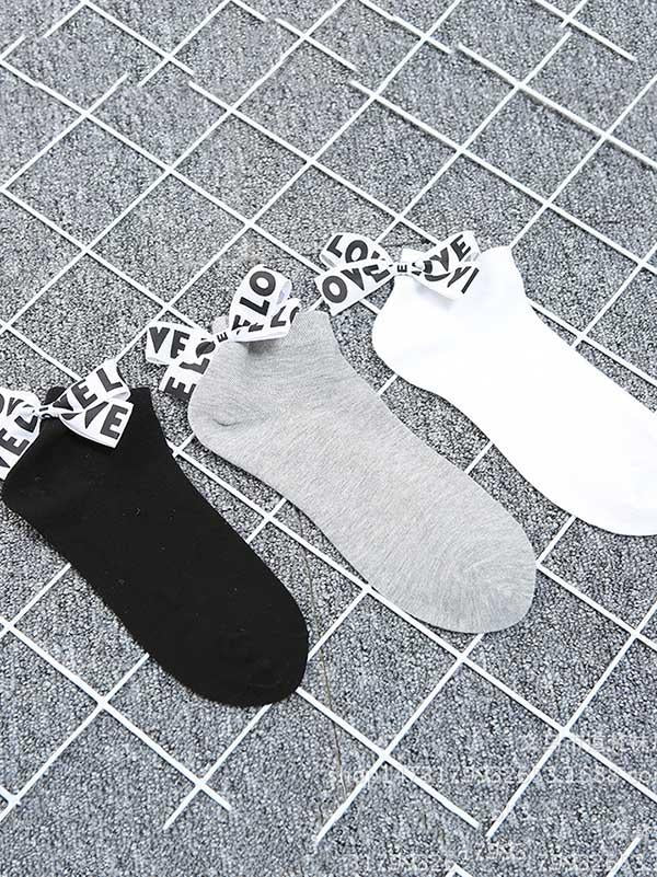 Tide Letter Bow Decoration Socks