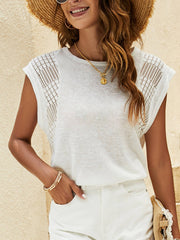 Lace Cut Out Sleeveless T-shirt