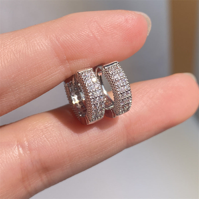 Radiant Zircon Pave Hoop Earrings