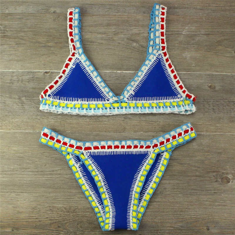 Hand Crocheted Bikini Set – Knitted Stitching Swimsuit for Women