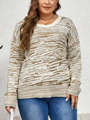 Round Neck Striped Thick Pullover Sweater