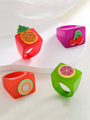 Geometric Fruit  Rhinestone Rings Accessories