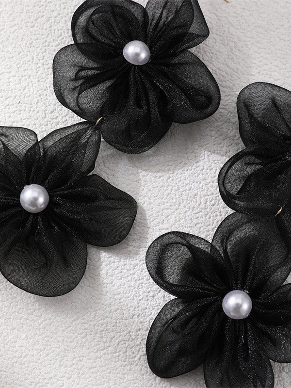 Three-Dimensional Flower Drop Earrings